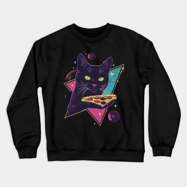 Pizza Cat Among the Stars Crewneck Sweatshirt by Visual Arts Oasis